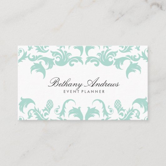 Elegant Blue Damask Visitekaartjes - Groupon (Voorkant)