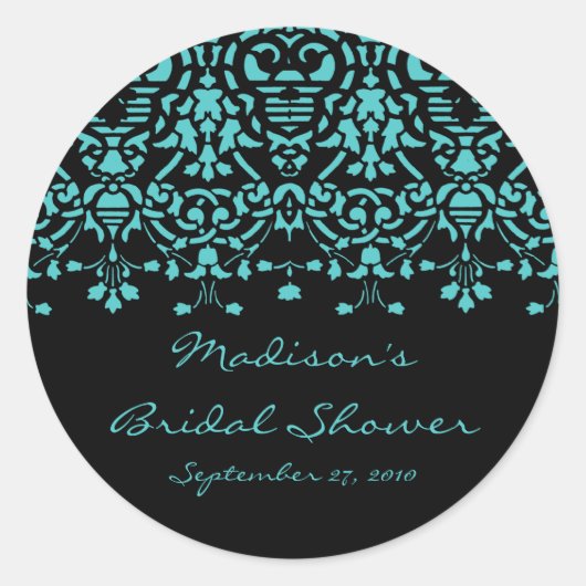 Elegant Blue Damask Vrijgezellenfeest Sticker (Voorkant)