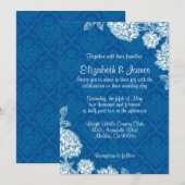Elegant Blue Damask Wedding Invitations Kaart (Voorkant / Achterkant)