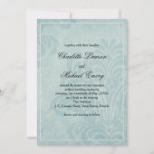 Elegant Blue Damask Wedding Kaart (Voorkant)