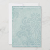 Elegant Blue Damask Wedding Kaart (Achterkant)