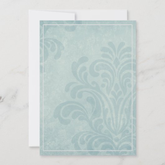 Elegant Blue Damask Wedding Kaart (Achterkant)