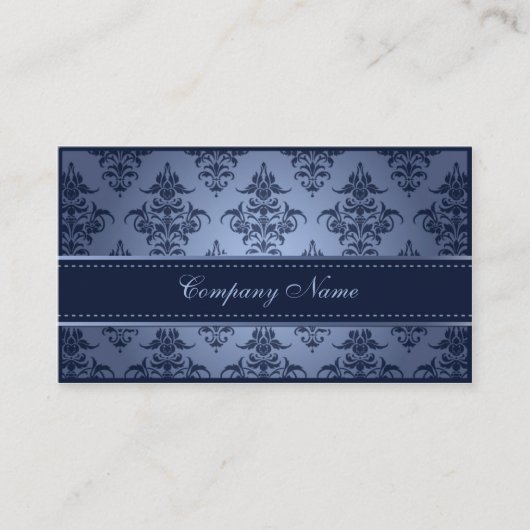 Elegant Blue Damask Wedding Planner Visitekaartje (Voorkant)