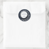 Elegant Blue Damask Wedding Ronde Sticker (Tas)