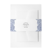 Elegant Blue Damask Wedding Uitnodigingen Wikkel (Voorkant Voorbeeld)