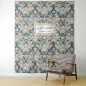  Elegant Blue Damask Weduwfoto Achtergrond Wandkleed (In situ)