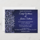 Elegant Blue Damask Winter Wedding Kaart (Voorkant)