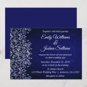 Elegant Blue Damask Winter Wedding Kaart (Voorkant / Achterkant)