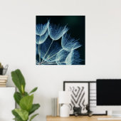 Elegant Blue Dandalion Botanische Macro Abstract Poster (Thuiskantoor)