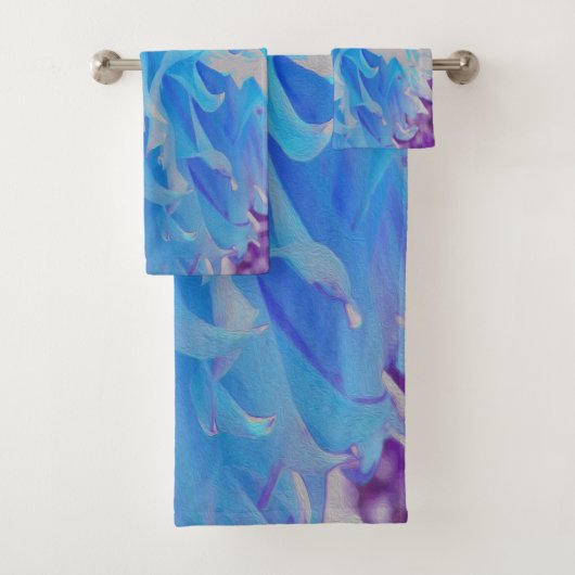 Elegant Blue Decorative Dahlia Flower Bad Handdoek (Insitu)
