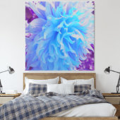 Elegant Blue Decorative Dahlia Flower Canvas Afdruk (Insitu (Slaapkamer))
