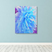 Elegant Blue Decorative Dahlia Flower Canvas Afdruk (Insitu (Houten vloer))