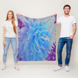 Elegant Blue Decorative Dahlia Flower Fleece Deken