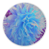 Elegant Blue Decorative Dahlia Flower Keramische Knop (Voorkant)