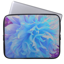 Elegant Blue Decorative Dahlia Flower Laptop Sleeve