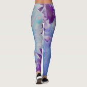 Elegant Blue Decorative Dahlia Flower Leggings (Achterkant)