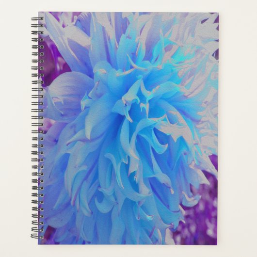 Elegant Blue Decorative Dahlia Flower Planner (Voorkant)
