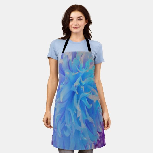 Elegant Blue Decorative Dahlia Flower Schort (Gedragen)