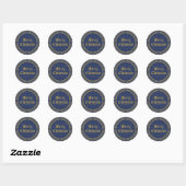 Elegant Blue Decorative Geometric Merry kerst Ronde Sticker (Vel)