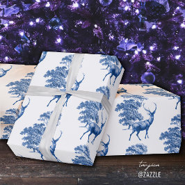 Elegant Blue Deer Country Toile Cadeaupapier