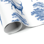 Elegant  Blue Deer Country Toile Cadeaupapier (Rol Hoek)