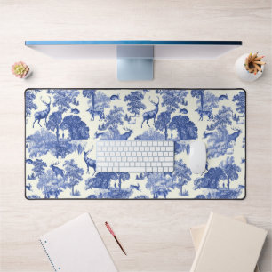Elegant  Blue Deer Fox Country Toile Bureaumat