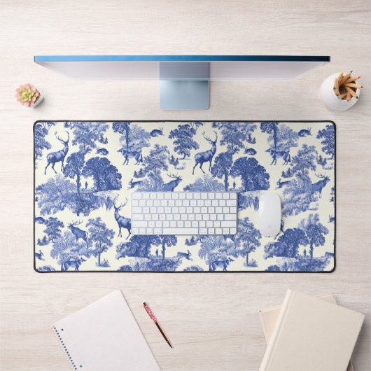 Elegant  Blue Deer Fox Country Toile Bureaumat (Kantoor 1)