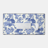 Elegant  Blue Deer Fox Country Toile Bureaumat (Keyboard & Muis)