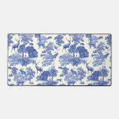 Elegant  Blue Deer Fox Country Toile Bureaumat (Voorkant)