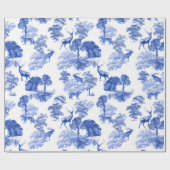 Elegant  Blue Deer Fox Country Toile Cadeaupapier (Vlak)