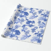 Elegant  Blue Deer Fox Country Toile Cadeaupapier (Uitgerold)