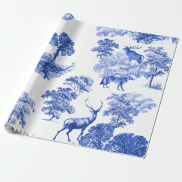 Elegant  Blue Deer Fox Country Toile Cadeaupapier