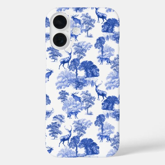 Elegant  Blue Deer Fox Country Toile Case-Mate iPhone Case (Achterkant)