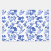 Elegant  Blue Deer Fox Country Toile Inpakpapier Vel (Voorkant 3)