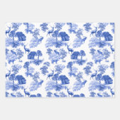 Elegant  Blue Deer Fox Country Toile Inpakpapier Vel (Voorkant)