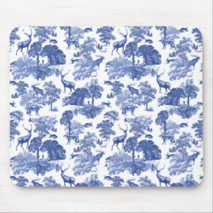 Elegant  Blue Deer Fox Country Toile Muismat
