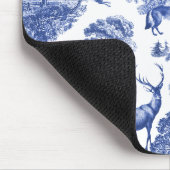 Elegant  Blue Deer Fox Hare Country Toile Muismat (Hoek)