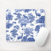 Elegant  Blue Deer Fox Hare Country Toile Muismat (Met muis)