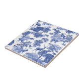 Elegant  Blue Deer Toile Seamless Tegeltje (Zijkant)