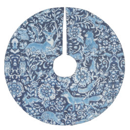 Elegant Blue Delft Woodland Animal Deer Floral Kerstboom Rok