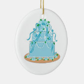 Elegant Blue Designer Cake Keramisch Ornament (Rechts)