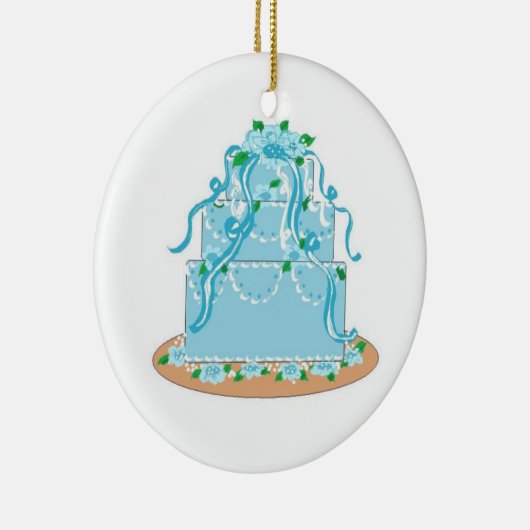 Elegant Blue Designer Cake Keramisch Ornament (Rechts)
