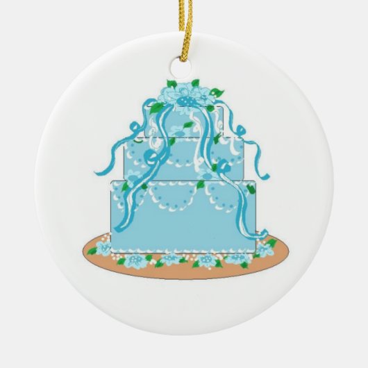 Elegant Blue Designer Cake Keramisch Ornament (Voorkant)