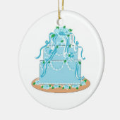 Elegant Blue Designer Cake Keramisch Ornament (Links)