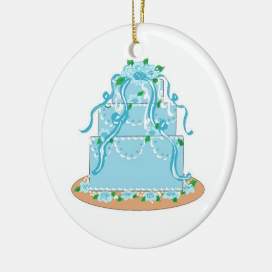 Elegant Blue Designer Cake Keramisch Ornament (Links)