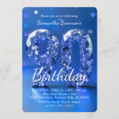 Elegant Blue Diamond Gemstone Glamour 90th Party Kaart (Voorkant)