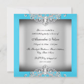 Elegant Blue Diamond Jewel Birthday Party Invite Kaart (Achterkant)