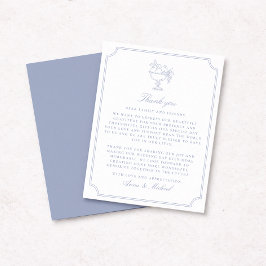 Elegant Blue Double Frame Wedding Thank You Card Save The Date