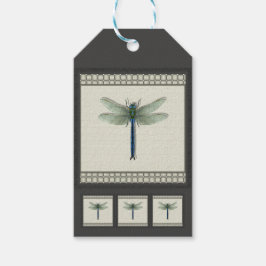 Elegant Blue Dragonfly Cadeaulabel