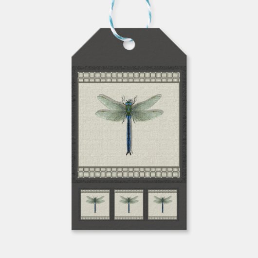 Elegant Blue Dragonfly Cadeaulabel (Voorkant)